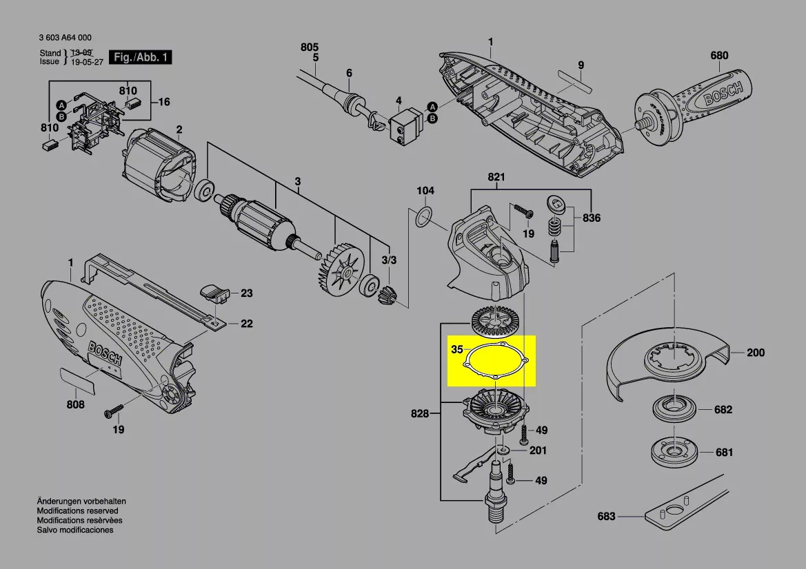 joint métallique flasque de palier meuleuse Bosch